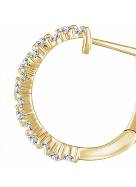 14K Yellow Gold 5/8 CTW Natural Diamond Hoop Earrings