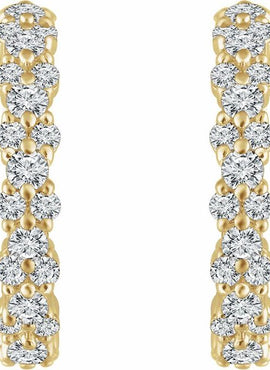 14K Yellow Gold 5/8 CTW Natural Diamond Hoop Earrings