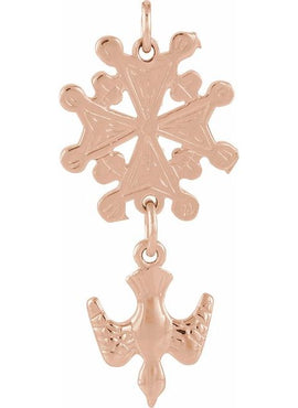14K Rose Gold 24.5x12 mm Huguenot Cross Pendant