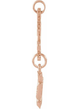 14K Rose Gold 24.5x12 mm Huguenot Cross Pendant