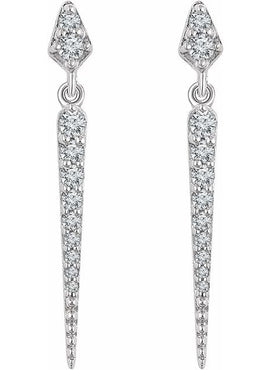 14K White Gold 1/4 CTW Natural Diamond Spike Earrings