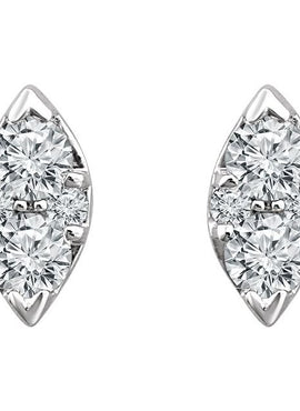 14K White Gold 1/5 CTW Natural Diamond Cluster Earrings