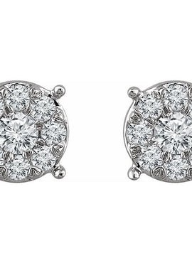 14K White Gold 1/4 CTW Natural Diamond Cluster Earrings