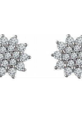 14K White Gold 1/2 CTW Natural Diamond Cluster Earrings