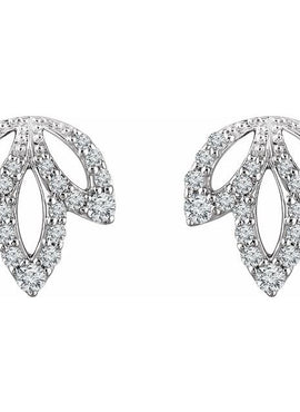 14K White Gold 1/4 CTW Natural Diamond Leaf Earrings