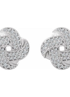14K White Gold 1/3 CTW Natural Diamond Knot Earrings