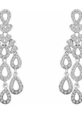14K White Gold 7/8 CTW Natural Diamond Chandelier Earrings