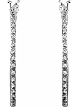 14K White Gold 1/4 CTW Natural Diamond Inside-Outside Hoop Earrings