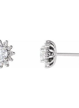 14K White Gold 1/2 CTW Natural Diamond Halo-Style Earrings