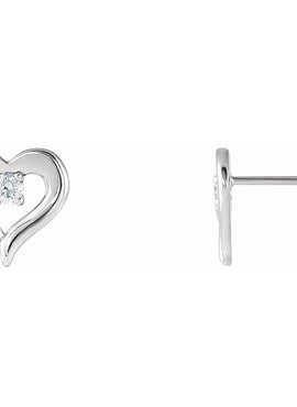 14K White Gold 1/10 CTW Natural Diamond Heart Earrings