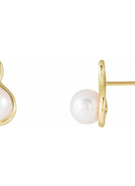 Platinum Cultured White Freshwater Pearl Earrings