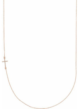 14K White Gold .04 CTW Natural Diamond Off-Center Sideways Cross 16