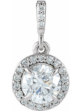 14K White Gold 9/10 CTW Natural Diamond Halo-Style Pendant