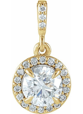 14K White Gold 9/10 CTW Natural Diamond Halo-Style Pendant