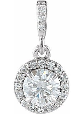 14K White Gold 9/10 CTW Natural Diamond Halo-Style Pendant