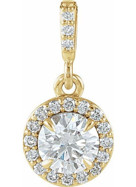 14K White Gold 9/10 CTW Natural Diamond Halo-Style Pendant