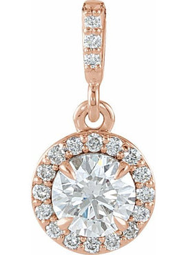 14K White Gold 9/10 CTW Natural Diamond Halo-Style Pendant