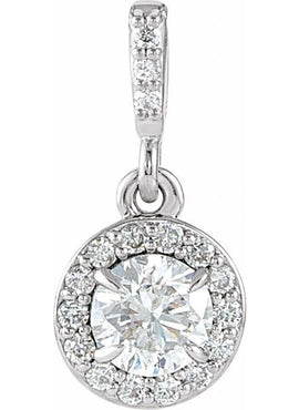 14K White Gold 9/10 CTW Natural Diamond Halo-Style Pendant