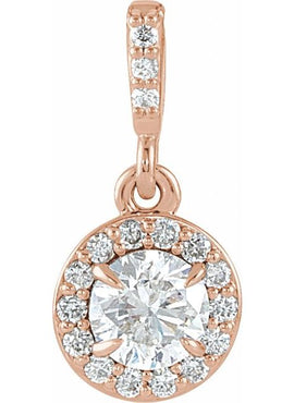 14K White Gold 9/10 CTW Natural Diamond Halo-Style Pendant