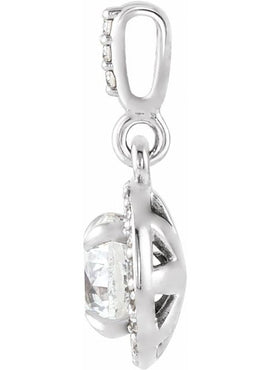 14K White Gold 9/10 CTW Natural Diamond Halo-Style Pendant
