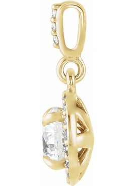 14K White Gold 9/10 CTW Natural Diamond Halo-Style Pendant