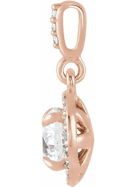 14K White Gold 9/10 CTW Natural Diamond Halo-Style Pendant
