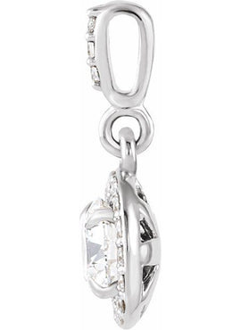 14K White Gold 9/10 CTW Natural Diamond Halo-Style Pendant