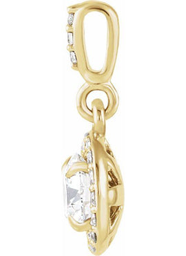14K White Gold 9/10 CTW Natural Diamond Halo-Style Pendant