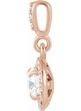 14K White Gold 9/10 CTW Natural Diamond Halo-Style Pendant