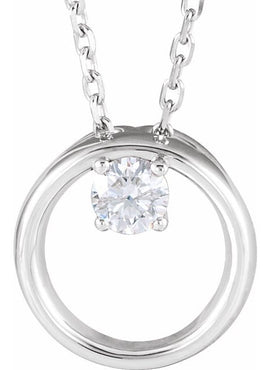 14K White Gold 1/10 CT Natural Diamond Circle 16-18