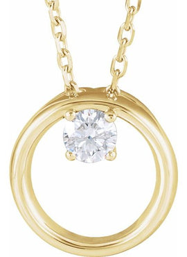 14K White Gold 1/10 CT Natural Diamond Circle 16-18