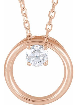 14K White Gold 1/10 CT Natural Diamond Circle 16-18