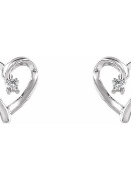 14K White Gold .03 CTW Natural Diamond Heart Earrings