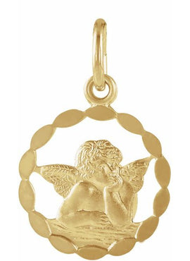 14K Yellow Gold 12 mm Angel Pendant
