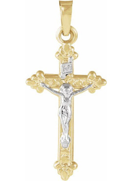 14K Yellow/White Gold Hollow Crucifix Pendant