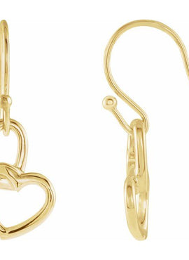 14K Yellow Gold Right Interlocking Heart Earring