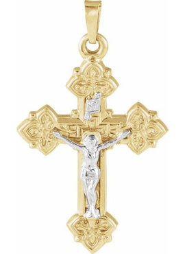 14K Yellow/White Gold Hollow Crucifix Pendant