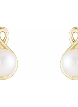 Platinum Cultured White Freshwater Pearl Earrings