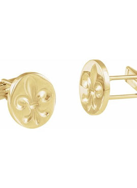 14K White Gold Fleur De Lis Cuff Links