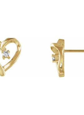 14K White Gold .03 CTW Natural Diamond Heart Earrings