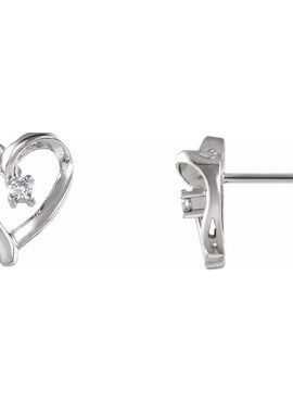 14K White Gold .03 CTW Natural Diamond Heart Earrings