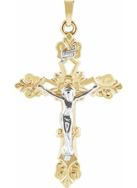 14K Yellow/White Gold 35x24.5 mm Crucifix Pendant