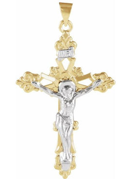 14K Yellow/White Gold 35x24.5 mm Crucifix Pendant