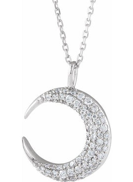 14K White Gold 1/3 CTW Natural Diamond Crescent Moon 16-18