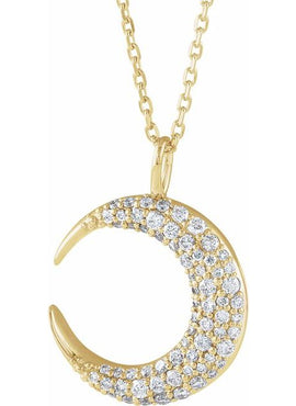 14K White Gold 1/3 CTW Natural Diamond Crescent Moon 16-18