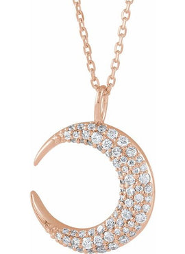14K White Gold 1/3 CTW Natural Diamond Crescent Moon 16-18
