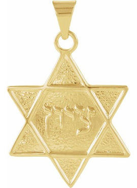 14K Yellow Gold 21x19 mm Star of David Pendant