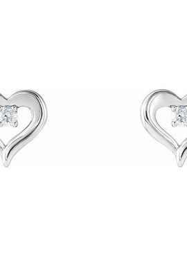 14K White Gold 1/10 CTW Natural Diamond Heart Earrings