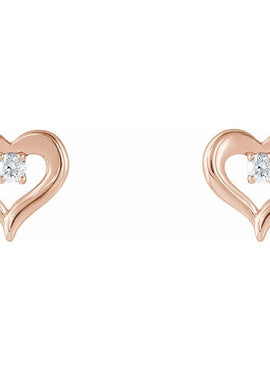 14K White Gold 1/10 CTW Natural Diamond Heart Earrings