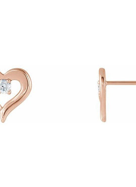 14K White Gold 1/10 CTW Natural Diamond Heart Earrings